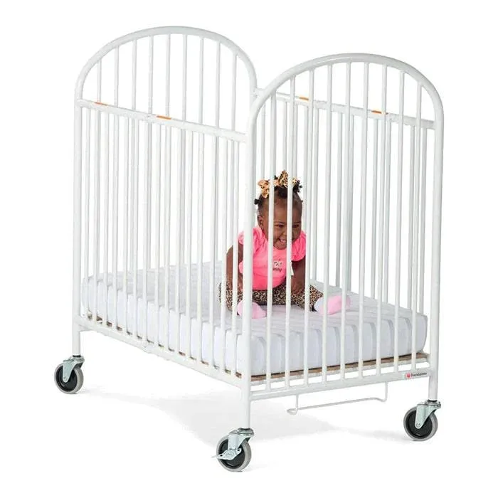 Foundations Pinnacle™ Compact Folding Crib with Oversized Casters (Foam Mattress)