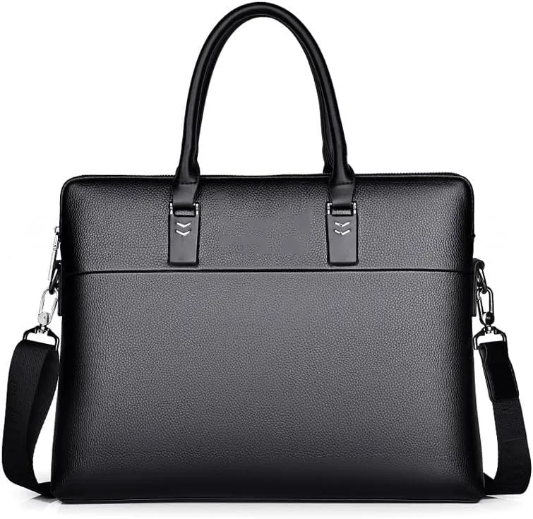 French Men's Horizontal Business Briefcase PU Shoulder Crossbody Bag ffor Commuting Travel Business