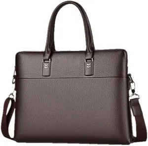 French Men's Horizontal Business Briefcase PU Shoulder Crossbody Bag ffor Commuting Travel Business