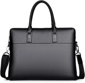 French Men's Horizontal Business Briefcase PU Shoulder Crossbody Bag ffor Commuting Travel Business