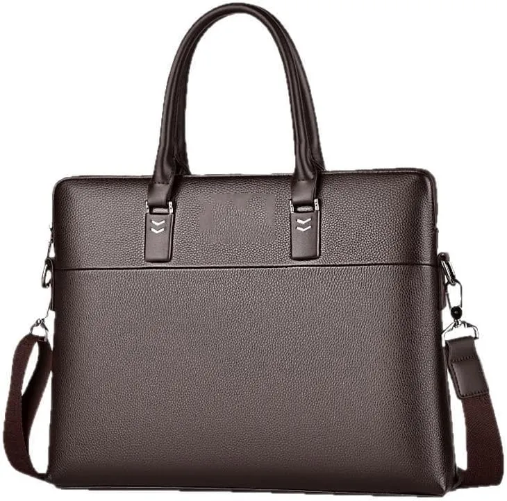 French Men's Horizontal Business Briefcase PU Shoulder Crossbody Bag ffor Commuting Travel Business