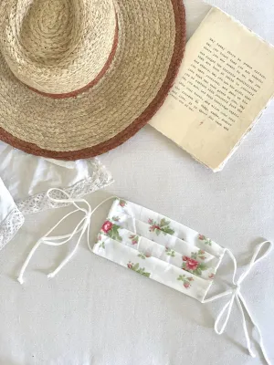 Gardenia Face Mask  - Vintage florals with ties (Shipping Included)