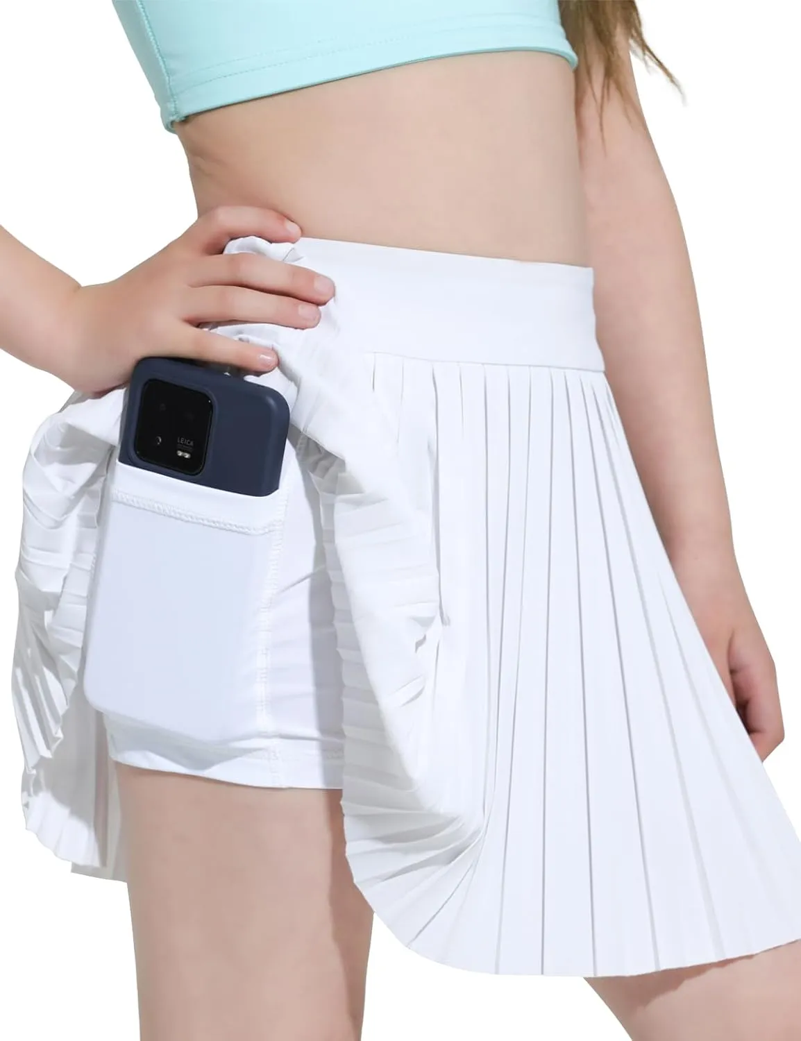 Girls Pleated Tennis Skirt with Shorts Athletic Skorts with Pocket Golf Uniform Cheer Skirts for Toddler Kids 5-14Y
