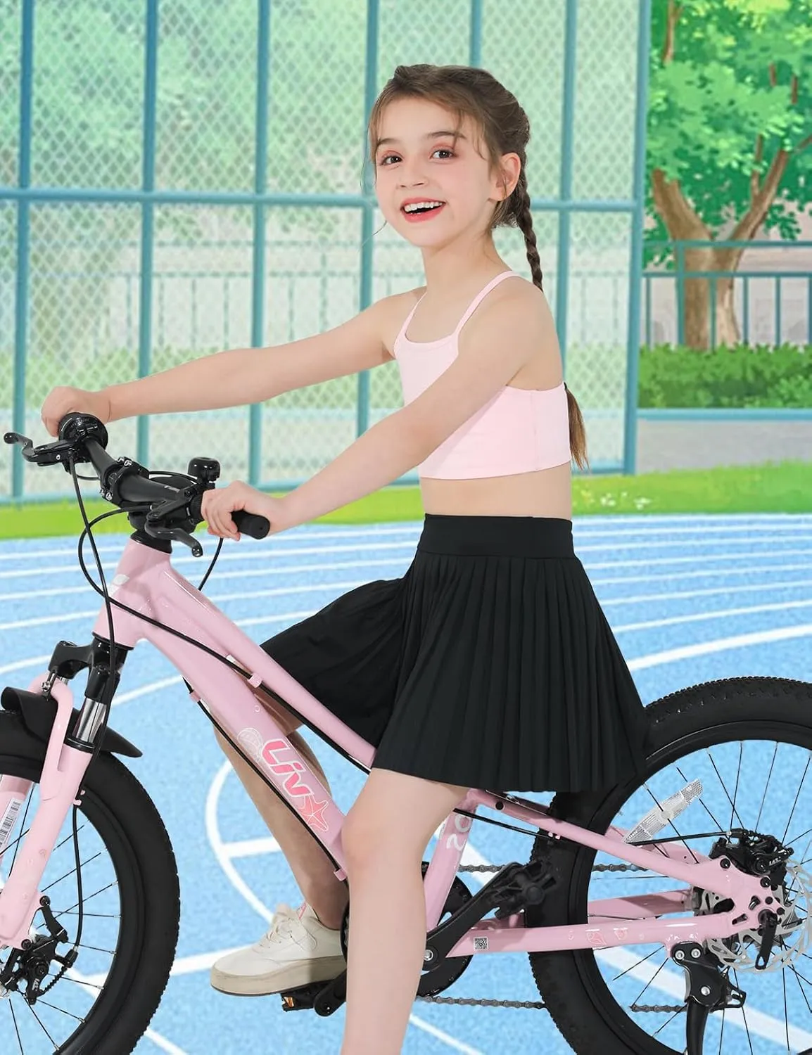 Girls Pleated Tennis Skirt with Shorts Athletic Skorts with Pocket Golf Uniform Cheer Skirts for Toddler Kids 5-14Y