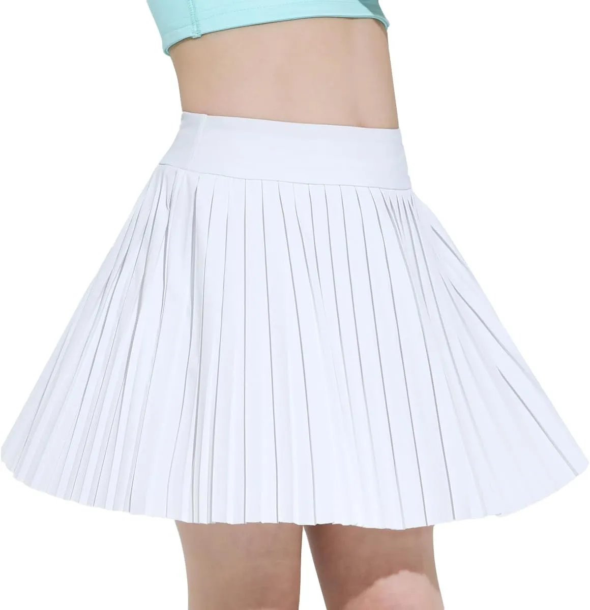 Girls Pleated Tennis Skirt with Shorts Athletic Skorts with Pocket Golf Uniform Cheer Skirts for Toddler Kids 5-14Y