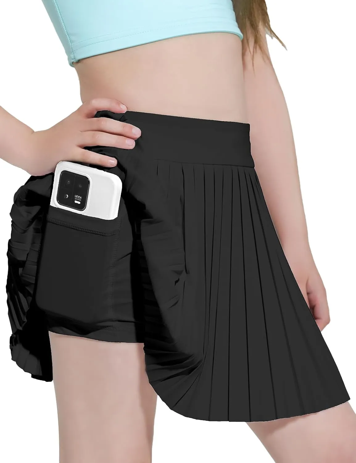 Girls Pleated Tennis Skirt with Shorts Athletic Skorts with Pocket Golf Uniform Cheer Skirts for Toddler Kids 5-14Y