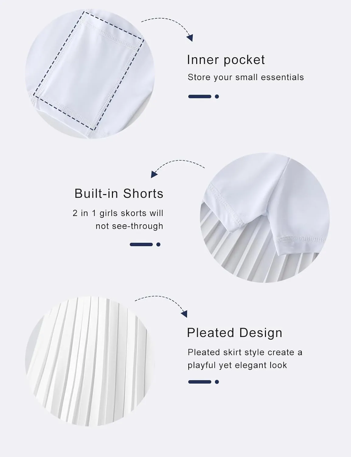 Girls Pleated Tennis Skirt with Shorts Athletic Skorts with Pocket Golf Uniform Cheer Skirts for Toddler Kids 5-14Y