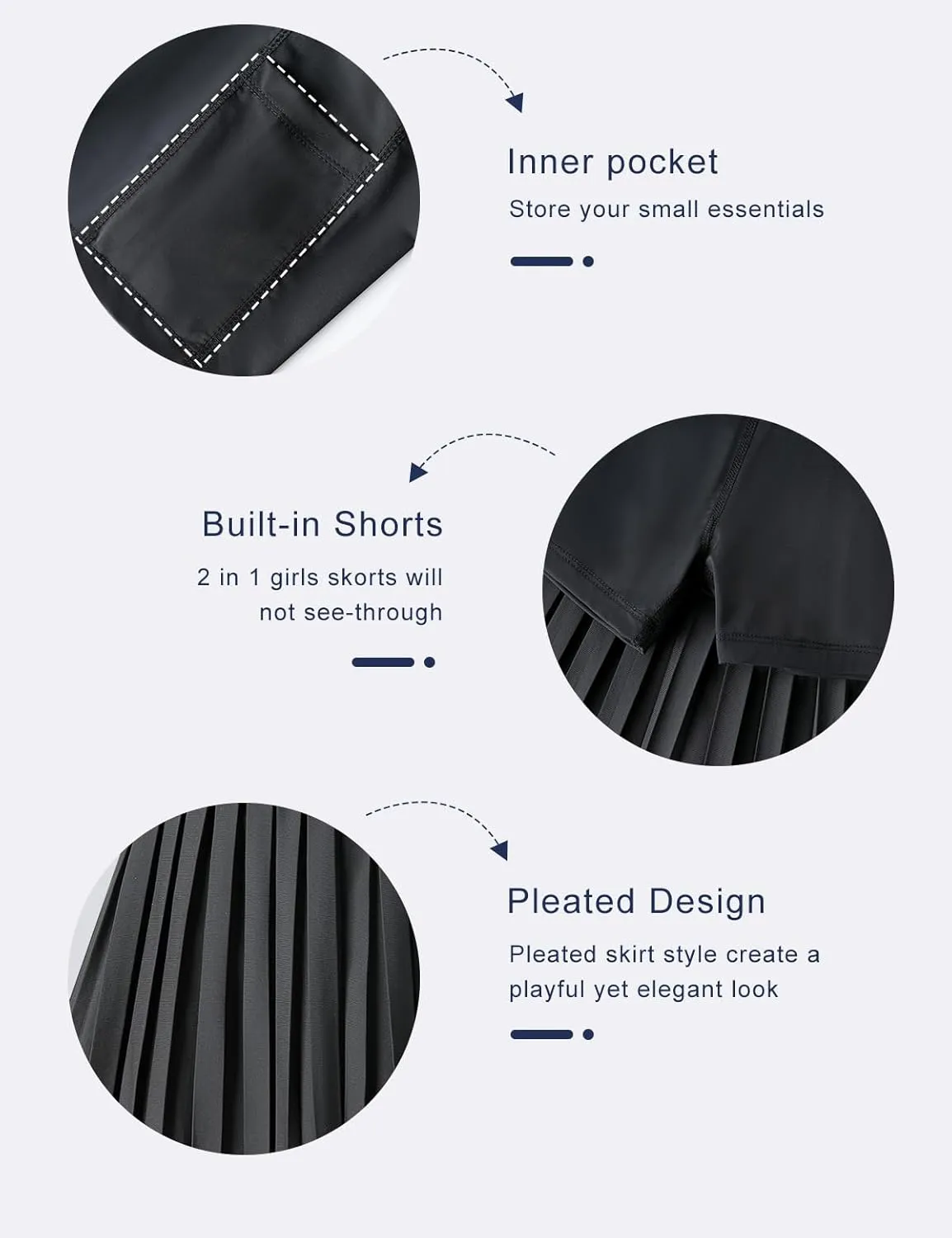 Girls Pleated Tennis Skirt with Shorts Athletic Skorts with Pocket Golf Uniform Cheer Skirts for Toddler Kids 5-14Y