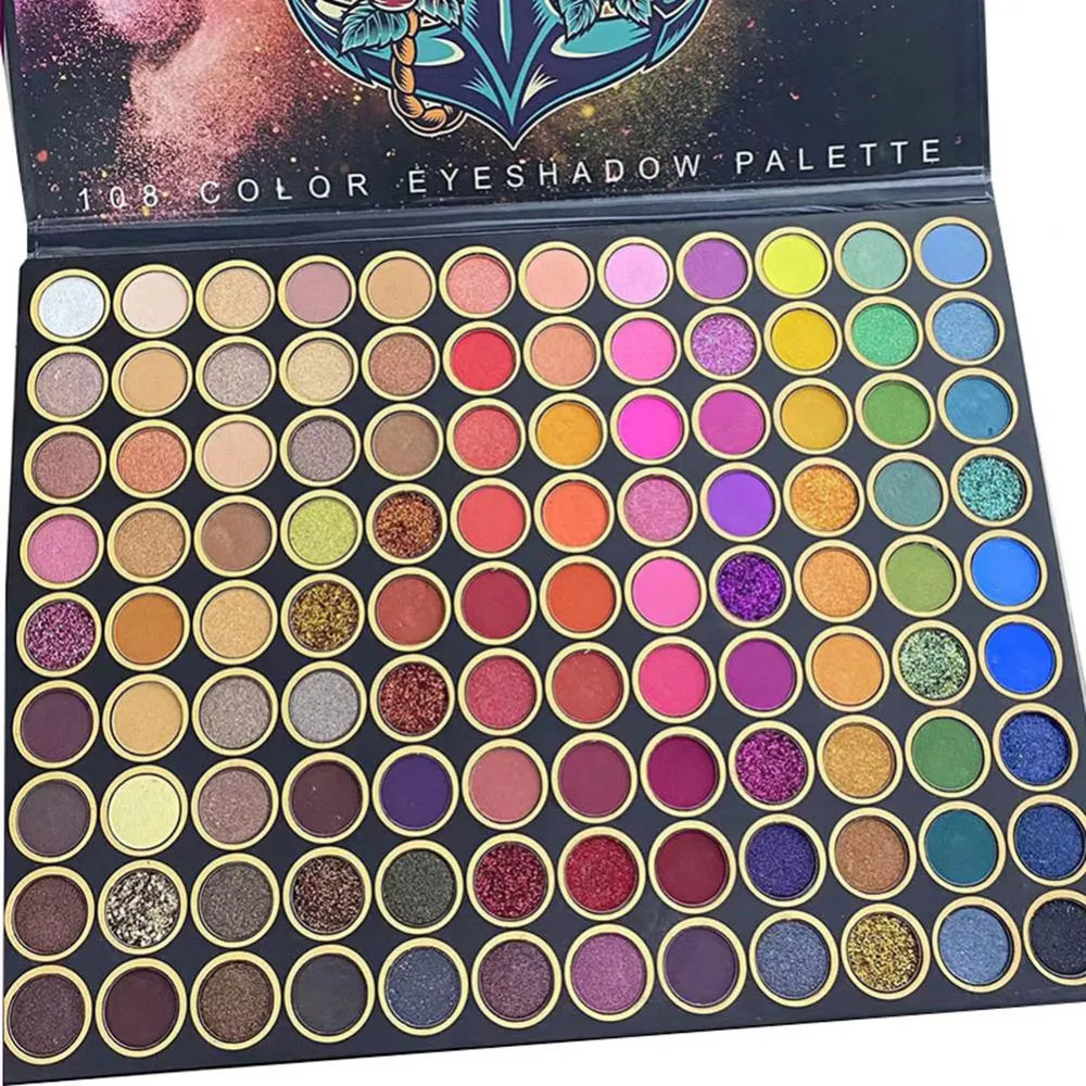GLAZZI 108 Color Eyeshadow Blush Cosmetic Foundation Face Powder Makeup Sets Eye Shadows Palette Eyes Makeup Gift Brushes