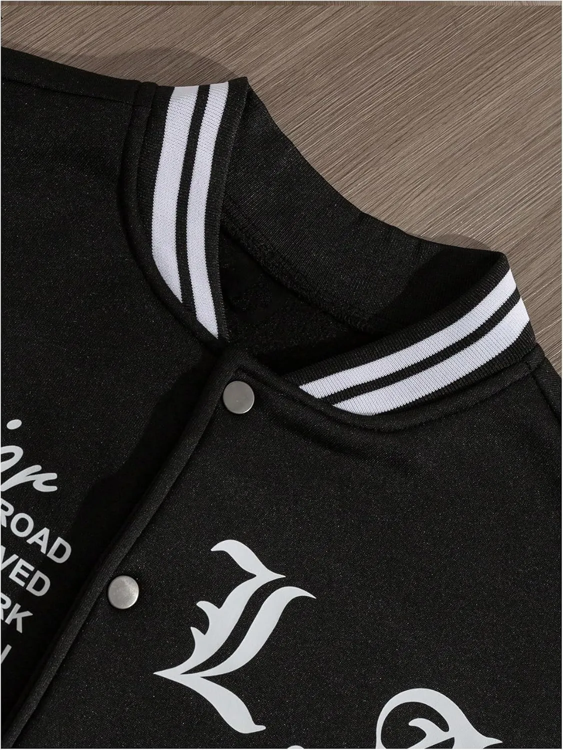 GORGLITTER Men's Letter Graphic Button Varsity Letterman Jackets Vintage Long Sleeve Bomber Jacket Coat