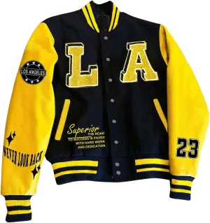 GORGLITTER Men's Letter Graphic Button Varsity Letterman Jackets Vintage Long Sleeve Bomber Jacket Coat