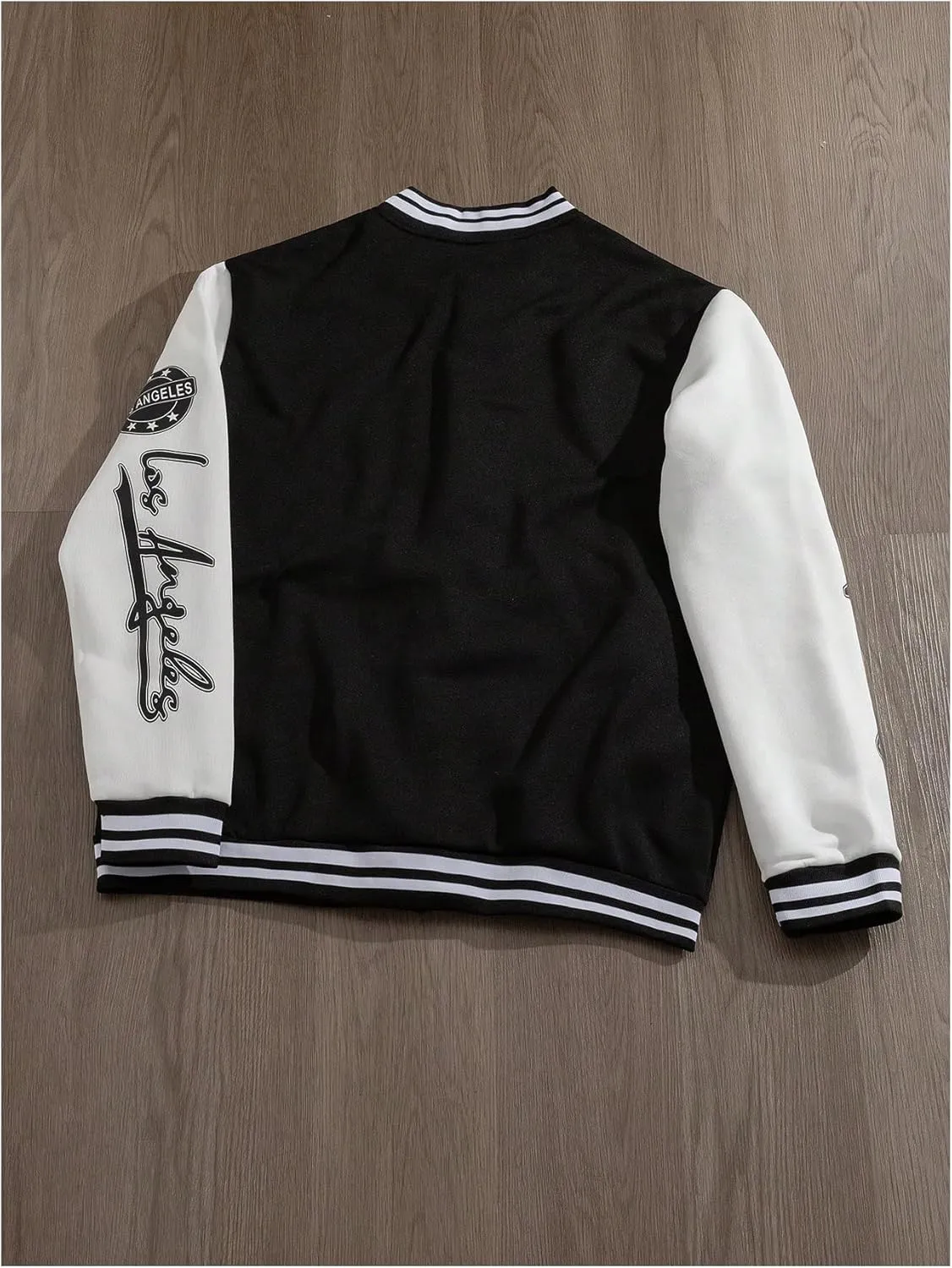 GORGLITTER Men's Letter Graphic Button Varsity Letterman Jackets Vintage Long Sleeve Bomber Jacket Coat