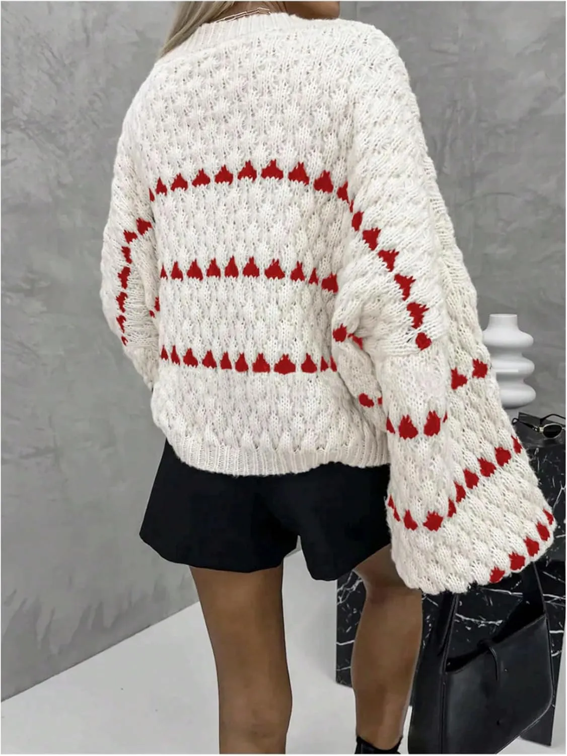 GORGLITTER Women's Striped Oversized Loose Sweater Cable Knit Long Sleeve Crew Neck Fall Winter Fahion Outfits 2024