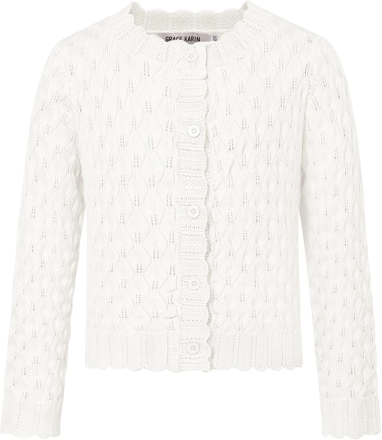 GRACE KARIN Girls Cropped Cardigan Sweaters Long Sleeve Cable Knit Button Front Sweater 5-12Y