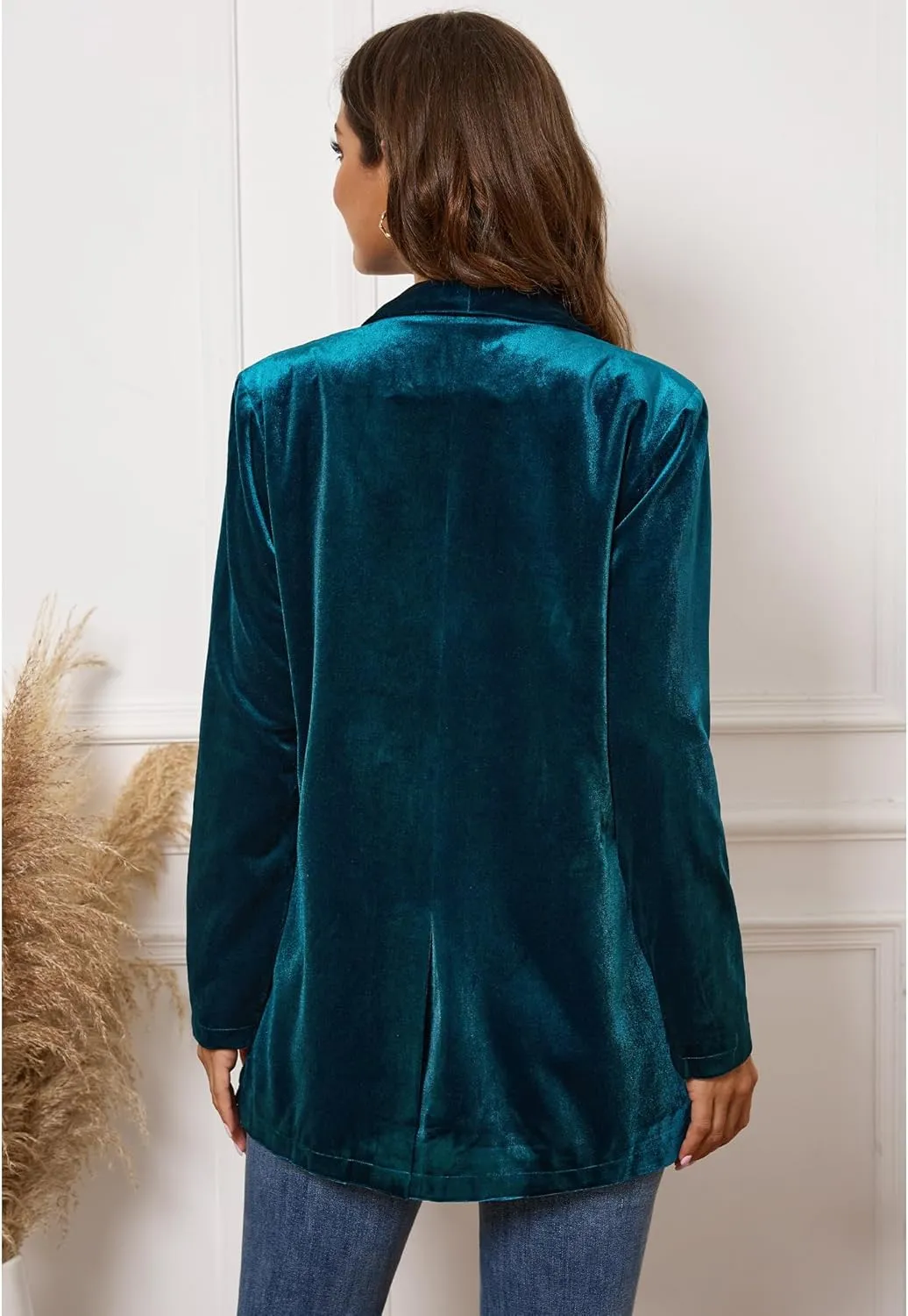 GRAPENT Velvet Blazers Jackets for Women Business Casual Oversized Long Suit Jacket Dressy Cardigan Blazer Work Office