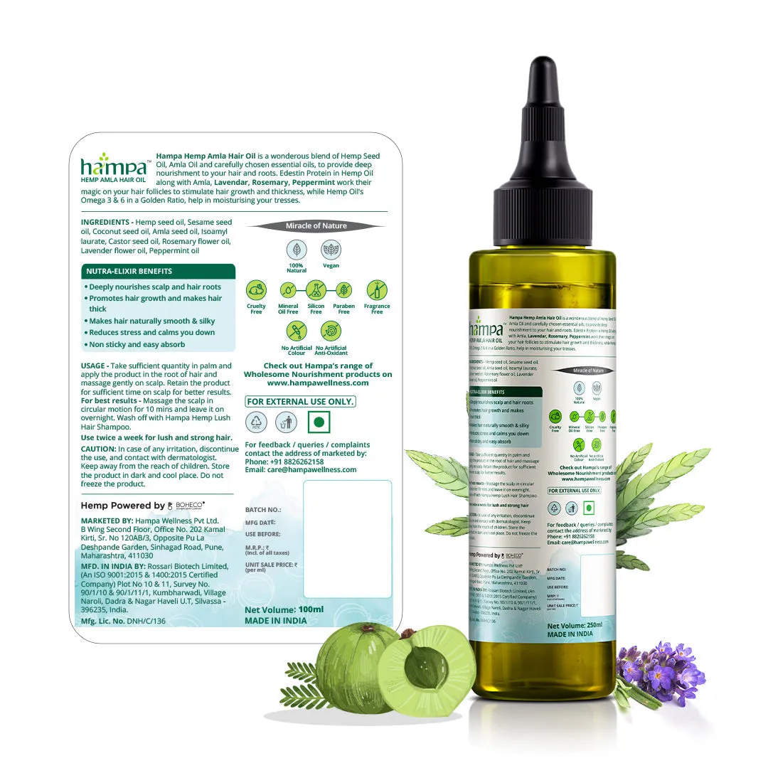 Hampa Hemp Amla Hair Oil 100ml   Hampa Hemp Lush Hair Shampoo 200ml