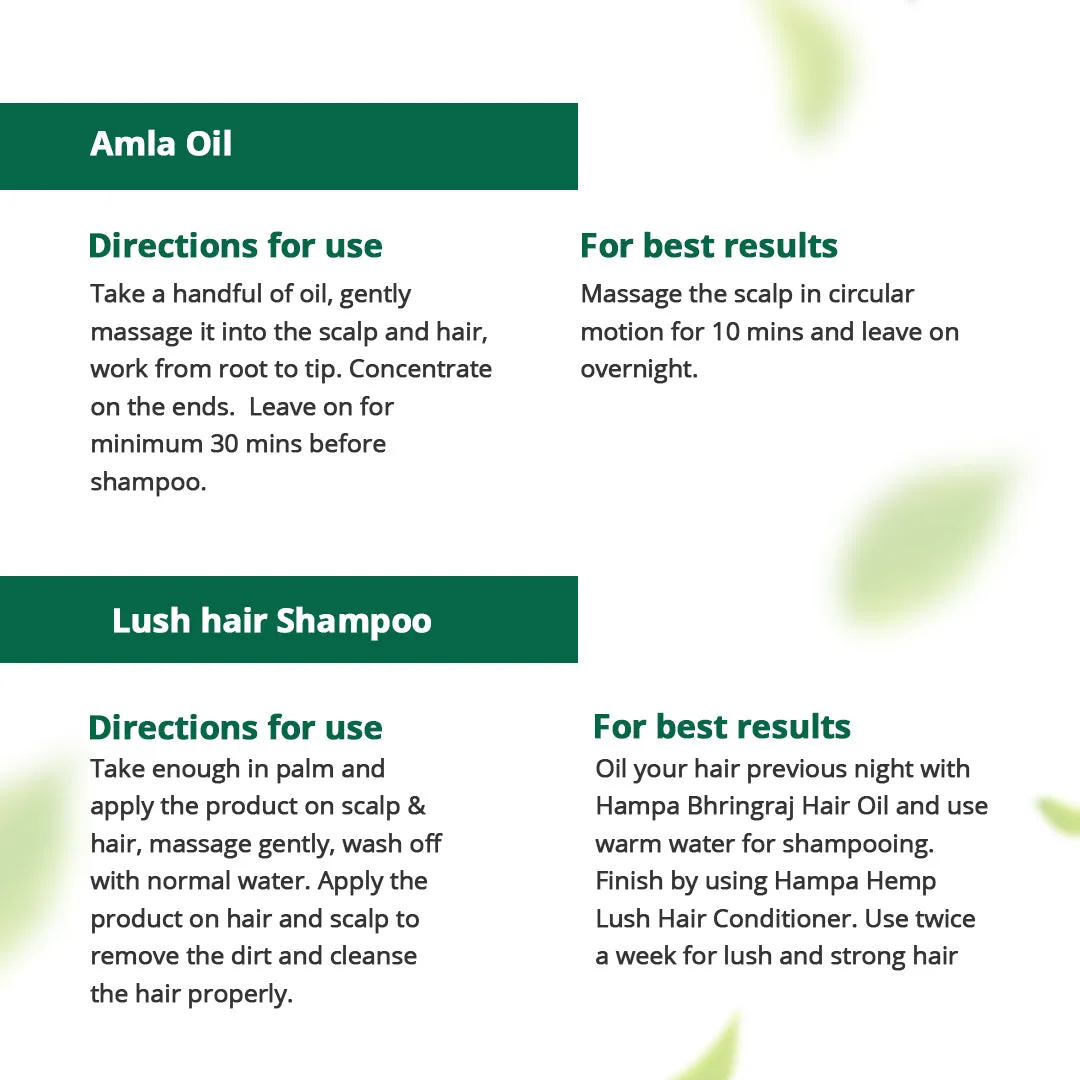 Hampa Hemp Amla Hair Oil 100ml   Hampa Hemp Lush Hair Shampoo 200ml