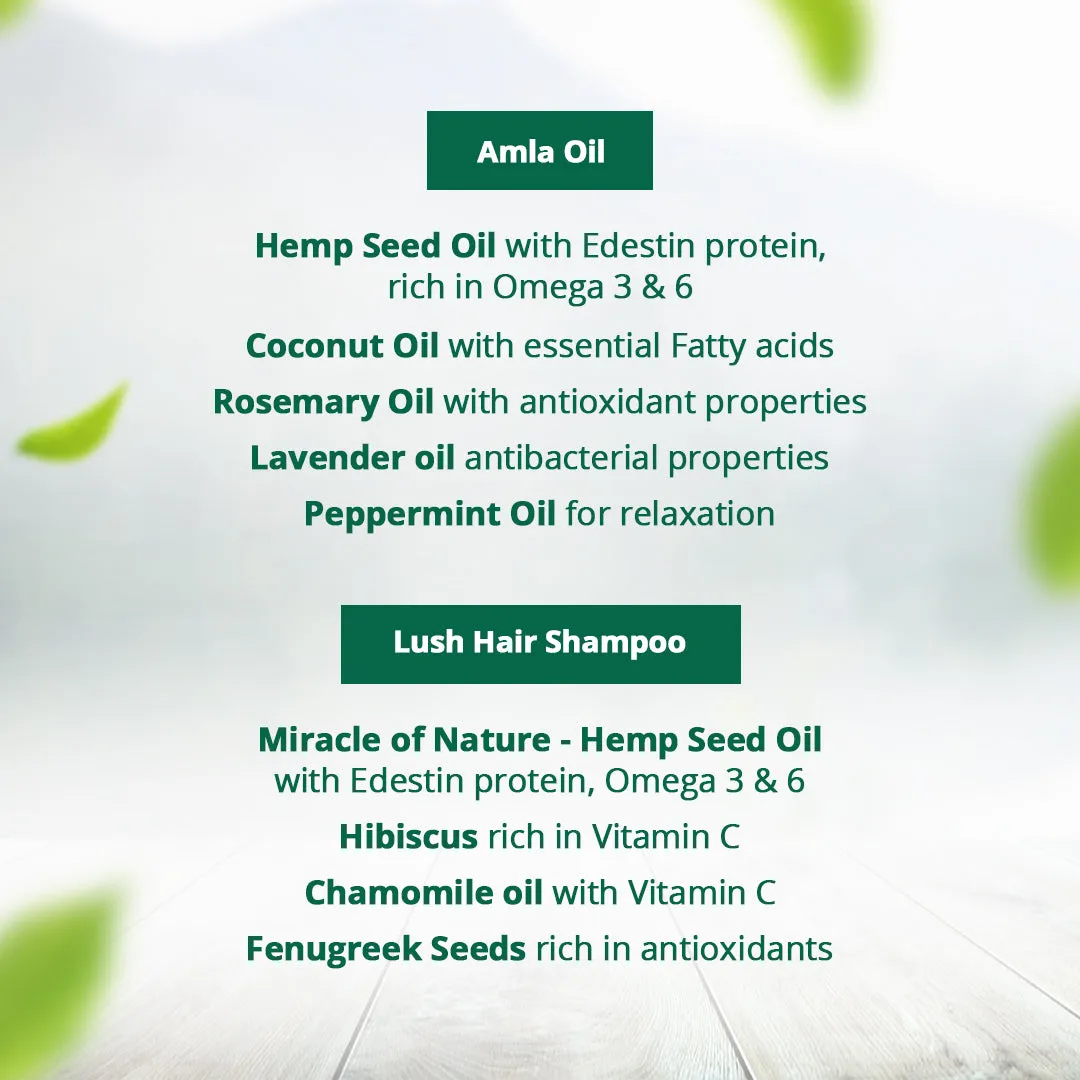 Hampa Hemp Amla Hair Oil 100ml   Hampa Hemp Lush Hair Shampoo 200ml