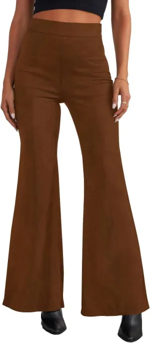HBQ Women's High Waisted Stretchy Bell Bottom Flare Pants Wide Leg Slim Tailored Work Trousers