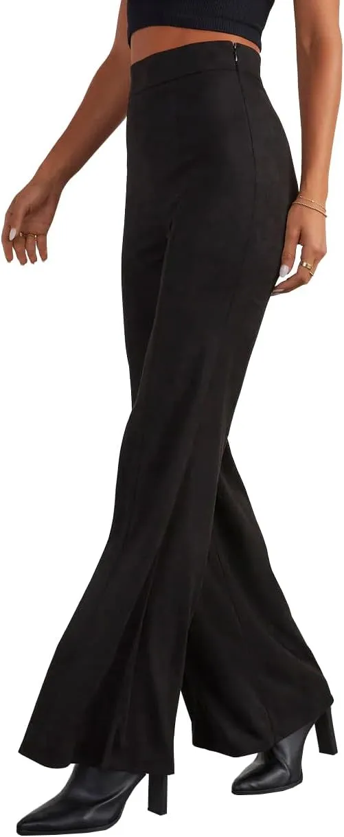 HBQ Women's High Waisted Stretchy Bell Bottom Flare Pants Wide Leg Slim Tailored Work Trousers