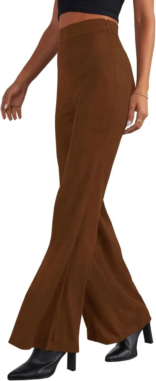 HBQ Women's High Waisted Stretchy Bell Bottom Flare Pants Wide Leg Slim Tailored Work Trousers