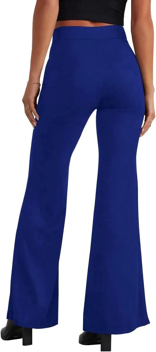 HBQ Women's High Waisted Stretchy Bell Bottom Flare Pants Wide Leg Slim Tailored Work Trousers