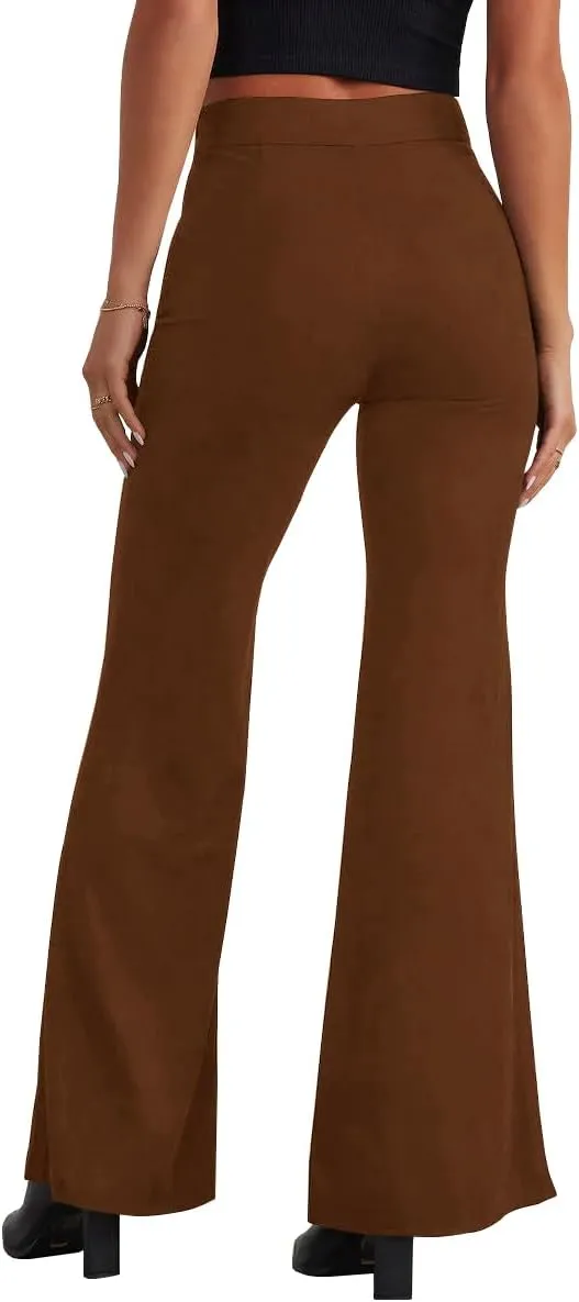 HBQ Women's High Waisted Stretchy Bell Bottom Flare Pants Wide Leg Slim Tailored Work Trousers