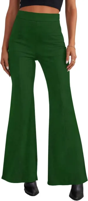 HBQ Women's High Waisted Stretchy Bell Bottom Flare Pants Wide Leg Slim Tailored Work Trousers