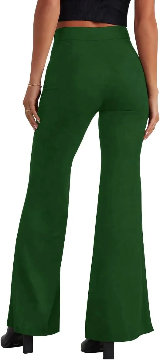 HBQ Women's High Waisted Stretchy Bell Bottom Flare Pants Wide Leg Slim Tailored Work Trousers