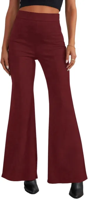 HBQ Women's High Waisted Stretchy Bell Bottom Flare Pants Wide Leg Slim Tailored Work Trousers