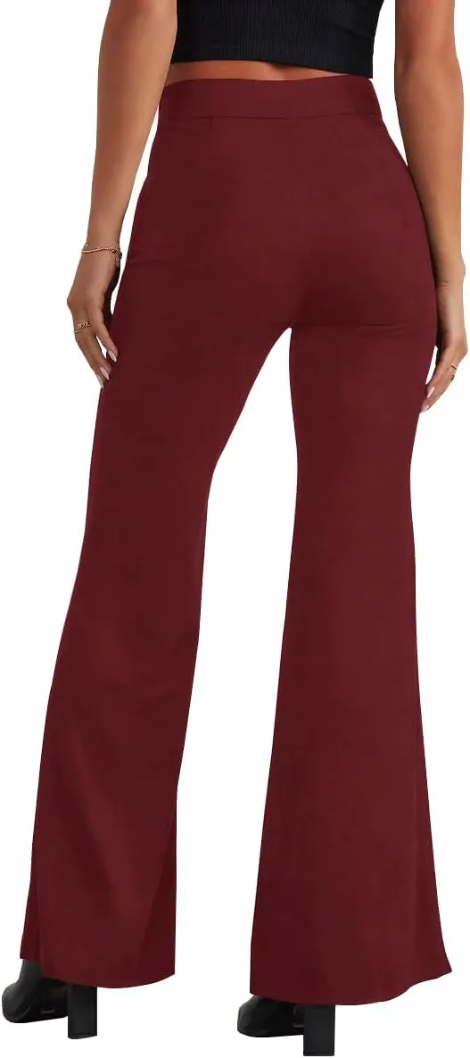 HBQ Women's High Waisted Stretchy Bell Bottom Flare Pants Wide Leg Slim Tailored Work Trousers