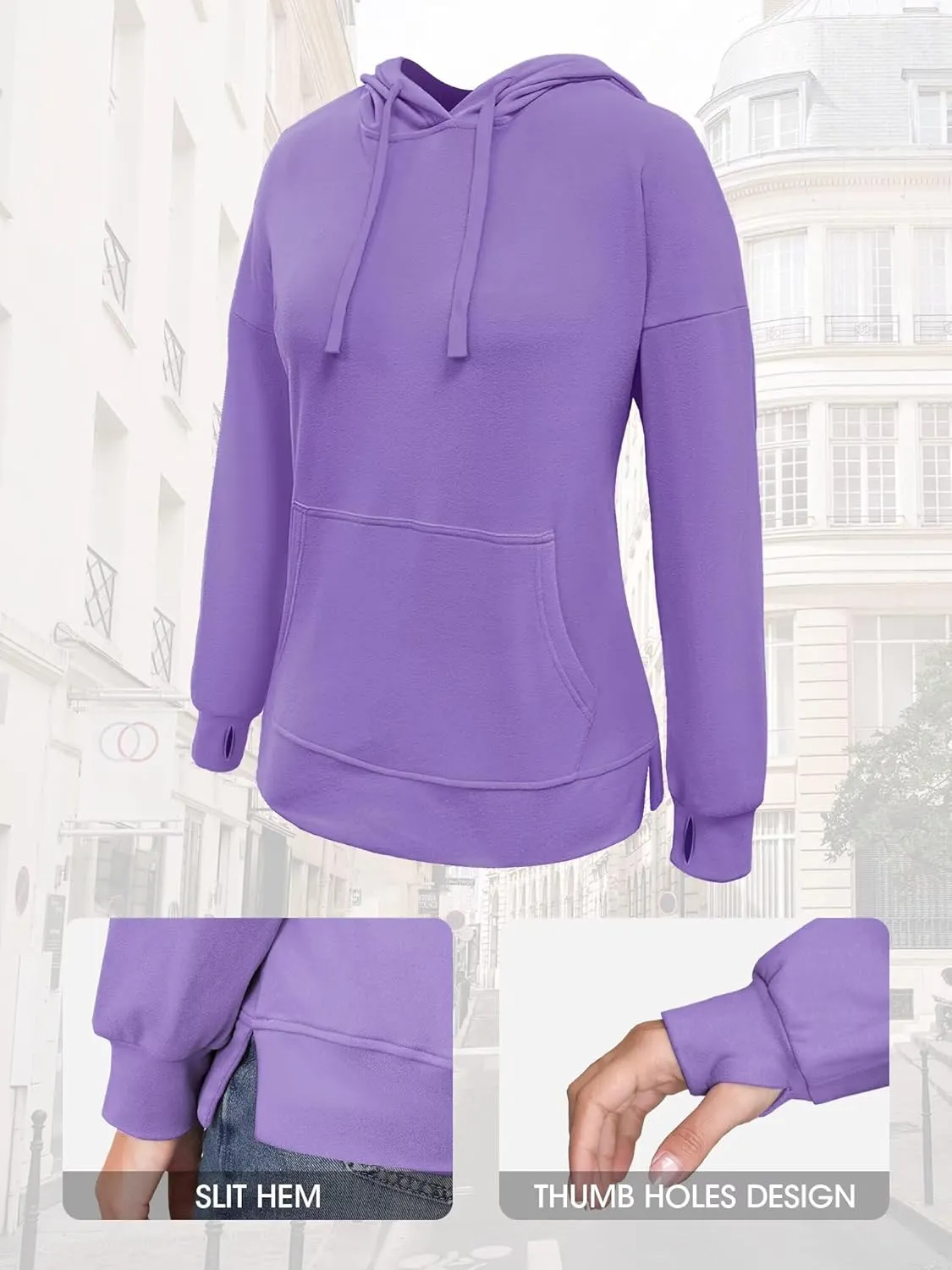 Hoodies for Women Casual Workout Spring Sweatshirt Loose Thumbhole Pullover Hooded Sweaters with Pockets