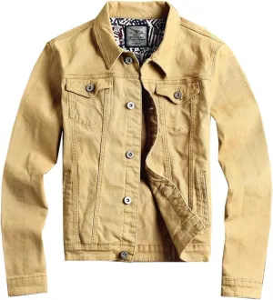 Kedera Men Denim Jacket Casual Slim Fit Button Down Biker Jeans