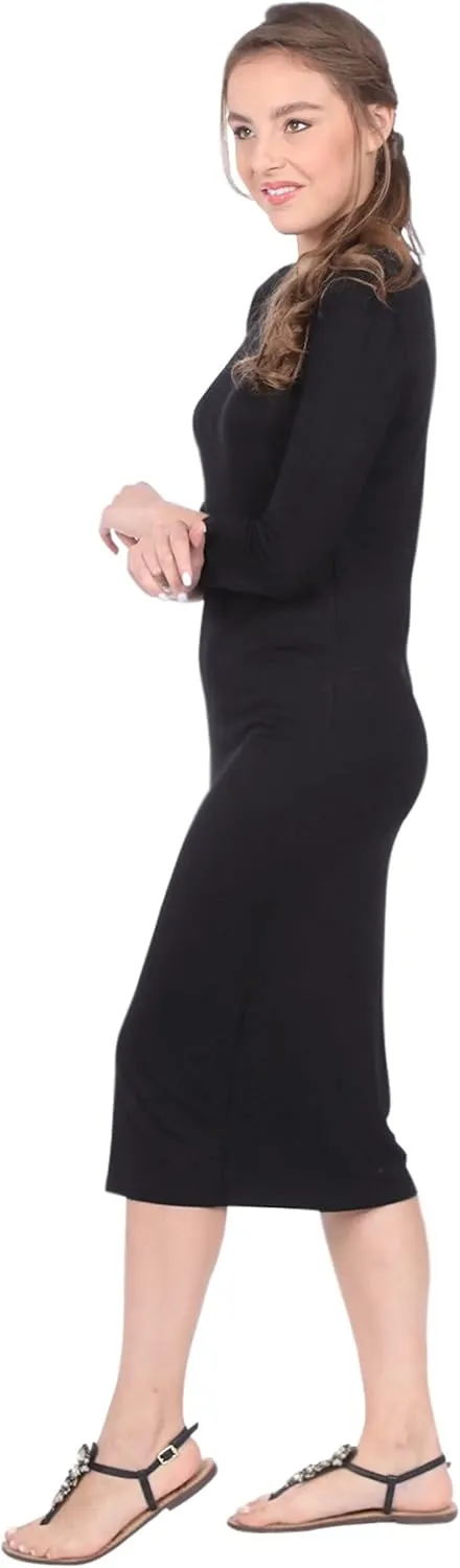 Kosher Casual Women's Modest Knee Length 3/4 Sleeve Layering Midi Dress