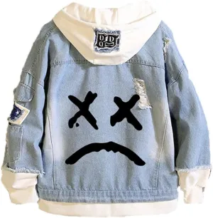KPOP Rapper Denim Jacket Jeans Love Printed Fashion Sport Hip Hop Hoodie