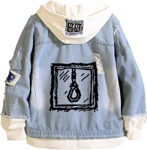 KPOP Rapper Denim Jacket Jeans Love Printed Fashion Sport Hip Hop Hoodie
