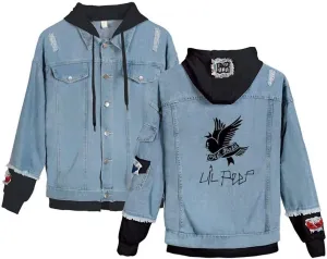 KPOP Rapper Jeans Denim Jacket Love Printed Fashion Sport Hip Hop Hoodies