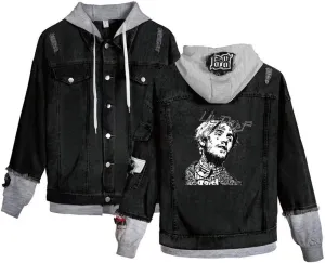 KPOP Rapper Jeans Denim Jacket Love Printed Fashion Sport Hip Hop Hoodies