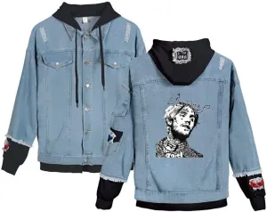 KPOP Rapper Jeans Denim Jacket Love Printed Fashion Sport Hip Hop Hoodies