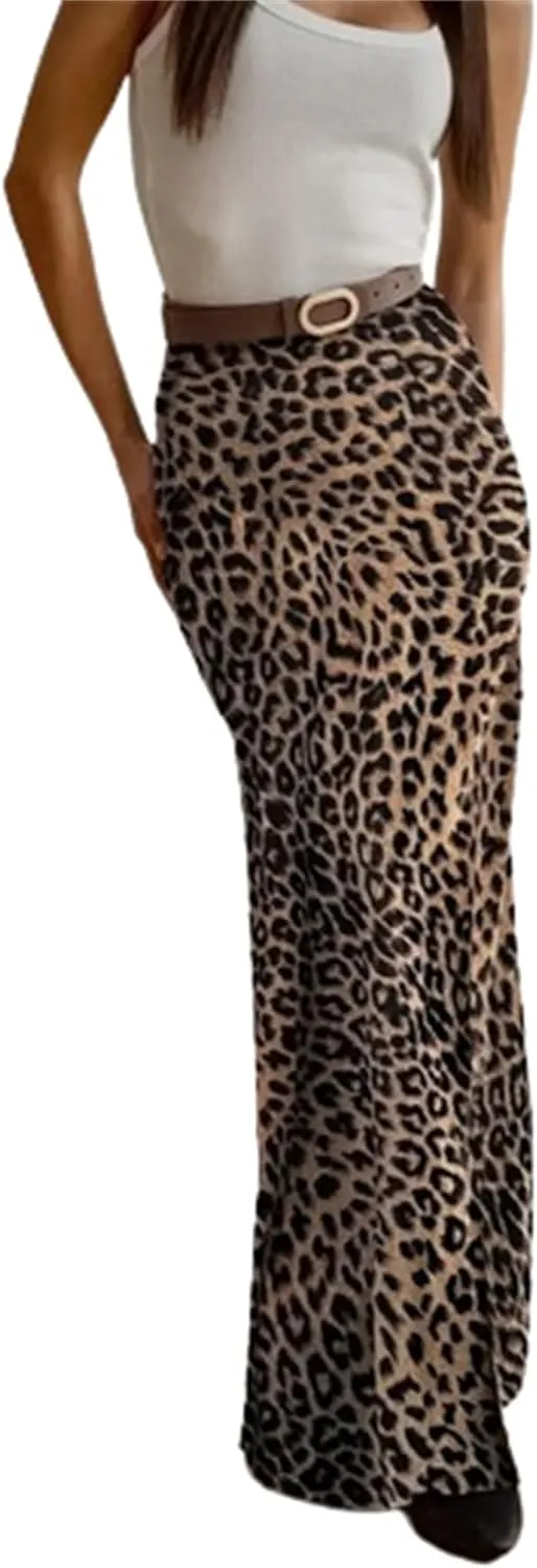 Leopard Print Skirts, Sexy Cheetah Print Skirt Maxi Skirt, Leopard Maxi Skirt Coquette Clothes Bodycon Club Dress