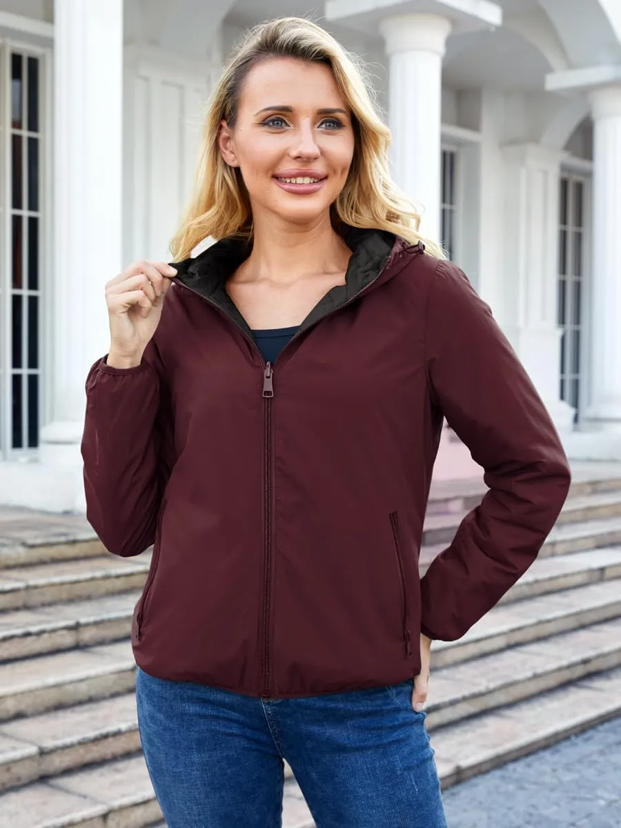Lightweight Jacket Women Trench Coat with Hood Waterproof Insulated Windbreaker Packable Puffer Jacket