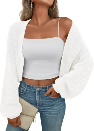 LILLUSORY Bolero Shrug Cardigan Sweater Fall Batwing Long Sleeve Cropped Open Front Knitted Sweaters