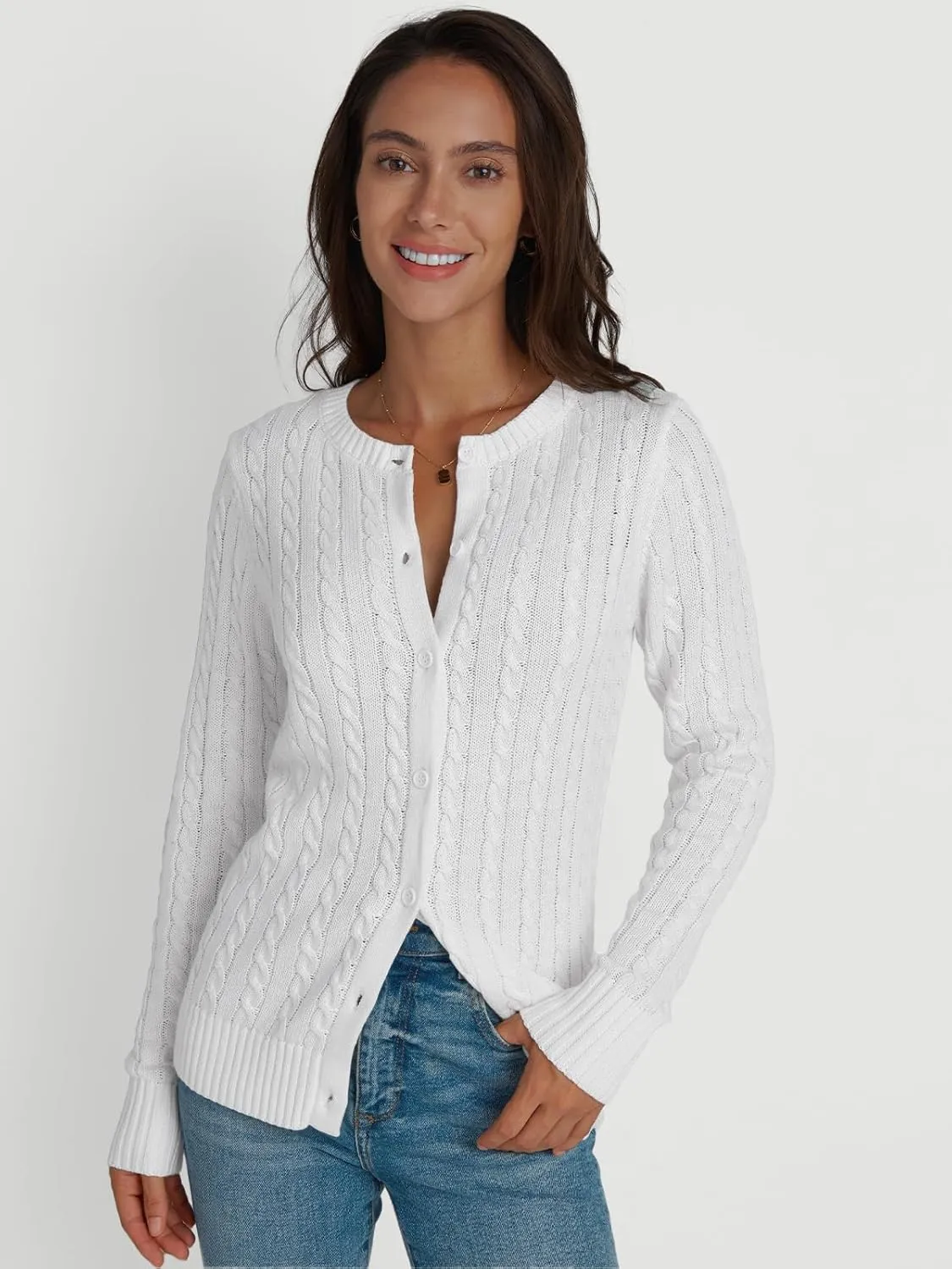 LILLUSORY Cardigan Sweaters for Women Cotton Cable Knit Sweater Jackets Lightweight 2025 Business Casual Outfits