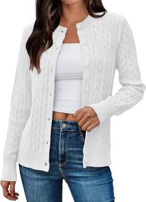 LILLUSORY Cardigan Sweaters for Women Cotton Cable Knit Sweater Jackets Lightweight 2025 Business Casual Outfits