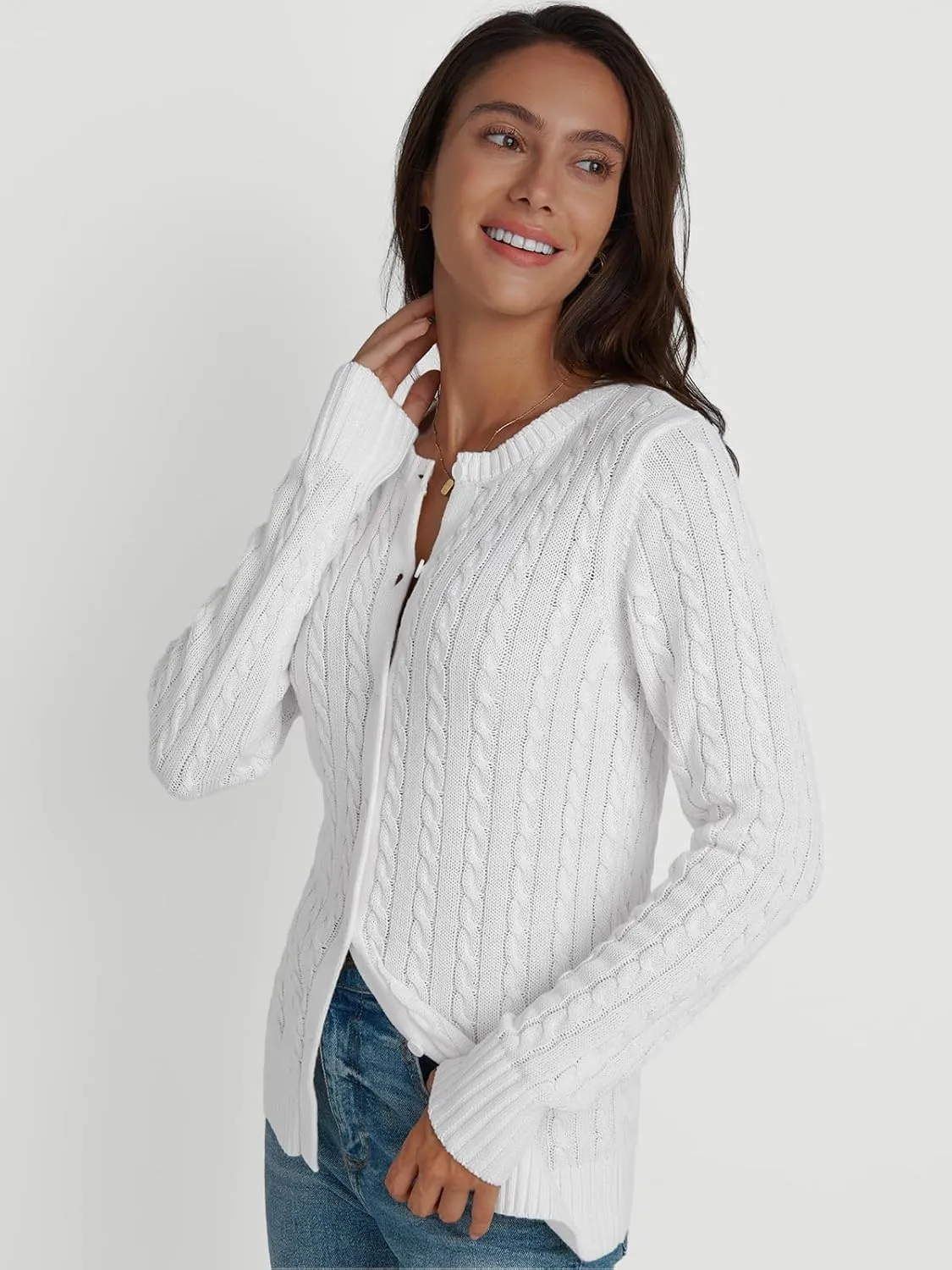 LILLUSORY Cardigan Sweaters for Women Cotton Cable Knit Sweater Jackets Lightweight 2025 Business Casual Outfits