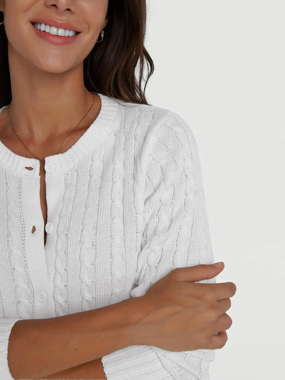 LILLUSORY Cardigan Sweaters for Women Cotton Cable Knit Sweater Jackets Lightweight 2025 Business Casual Outfits