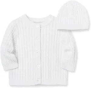 Little Me Baby Girls' Cable Knit Sweater and Cap Set