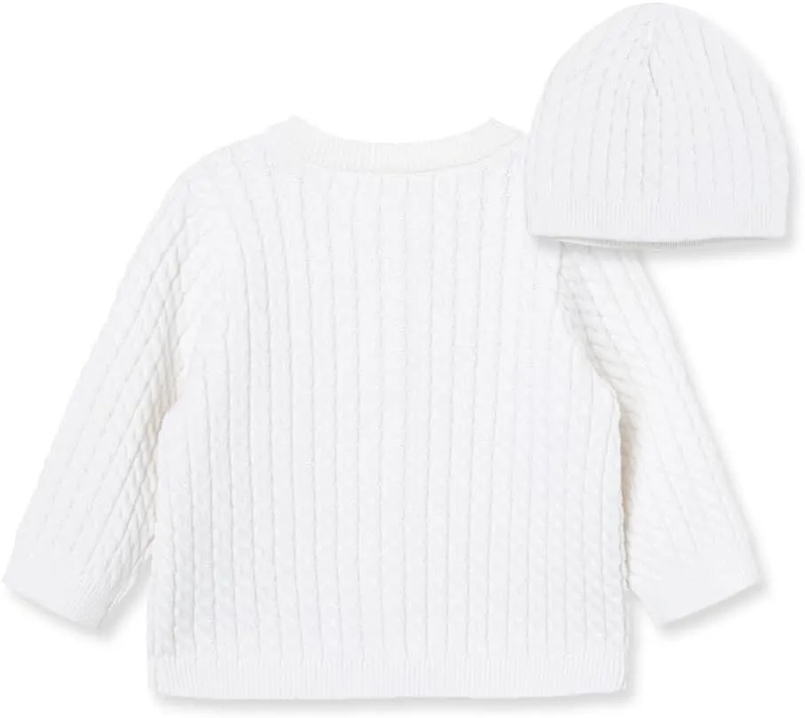 Little Me Baby Girls' Cable Knit Sweater and Cap Set