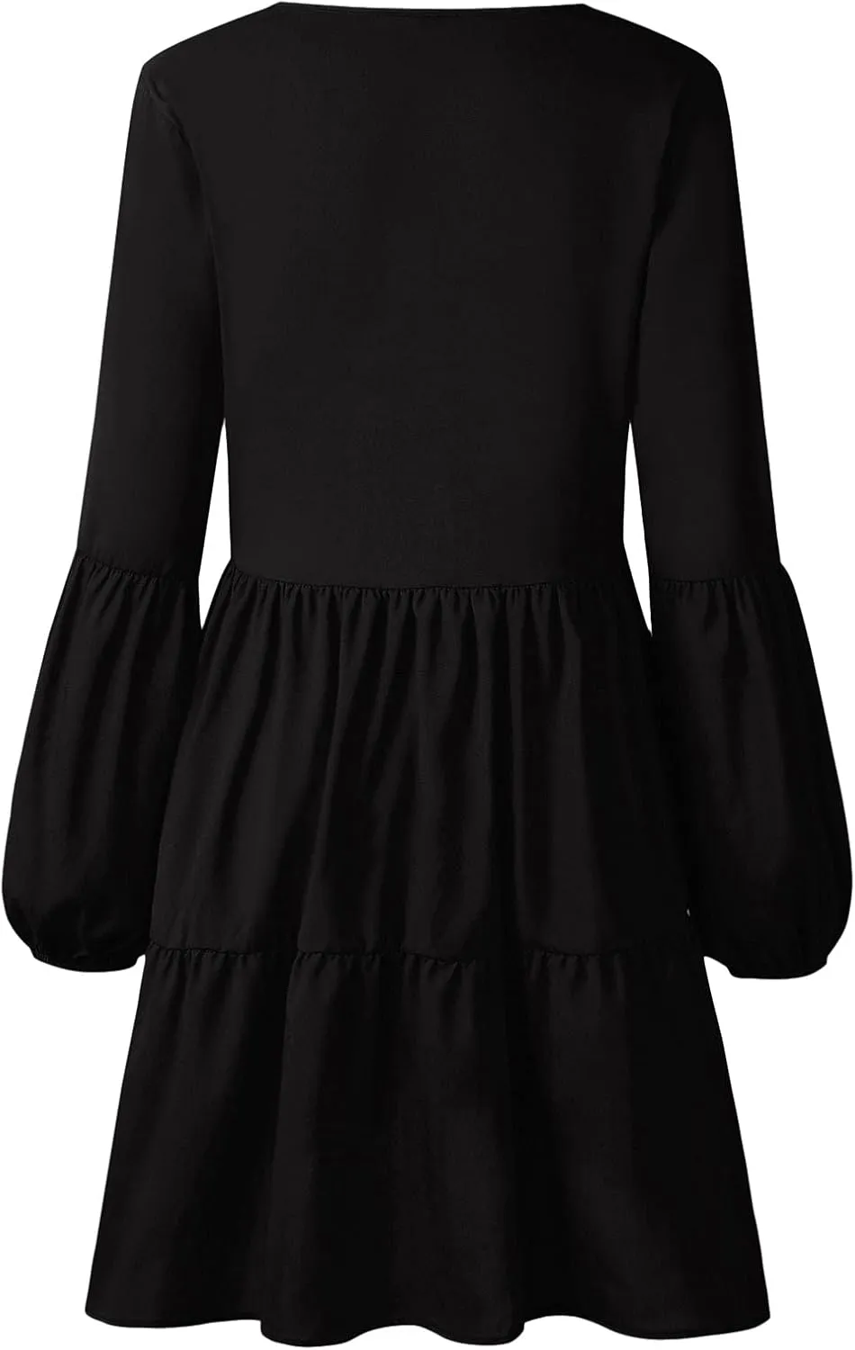 Long Sleeve Dress for Women,2025 Summer Casual Mini Dresses Loose Flowy Tiered Dress,V Neck Boho Ruffle Beach Dres