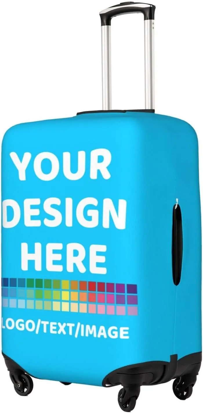 Luggage Cover Personalized Suitcase Covers For Luggage With Photo Text Scratch Resistant Suitcase Cover For Travel BusinessBlueSmall